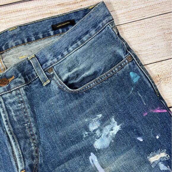 East West East/West Distressed Button Fly Mens Denim Jeans Size 38 *Flaws* - Picture 7 of 16